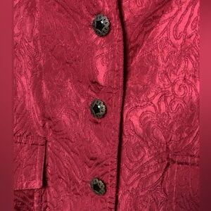 Chico’s red jacket metallic embroidered vintage pattern